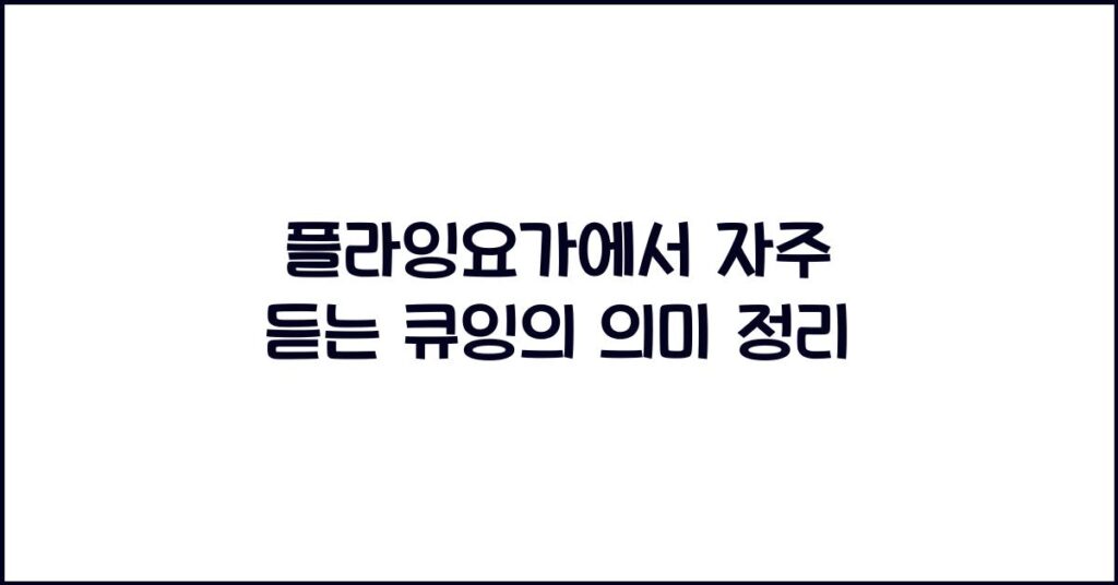 플라잉요가에서 자주 듣는 큐잉의 의미 정리
